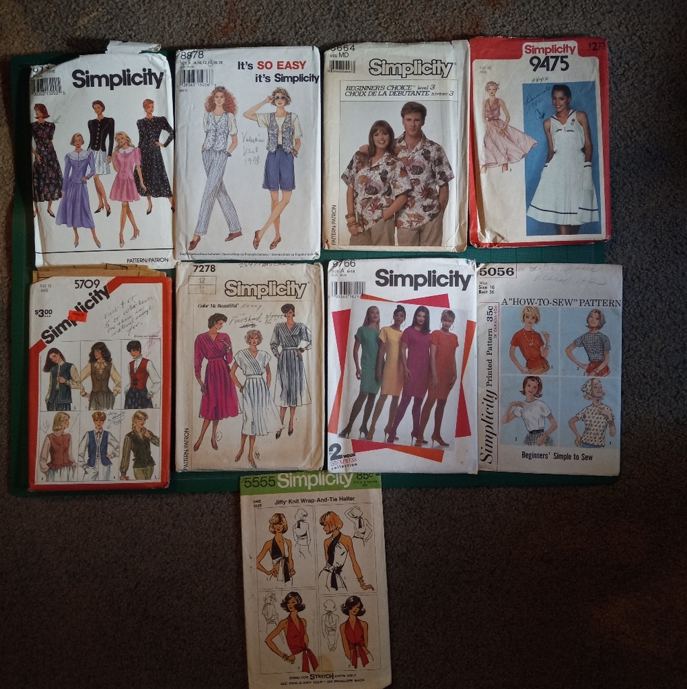 Lot of 9 Vintage 70s to 90s Women’s Simplicity Sewing Patterns Sizes 6-16
